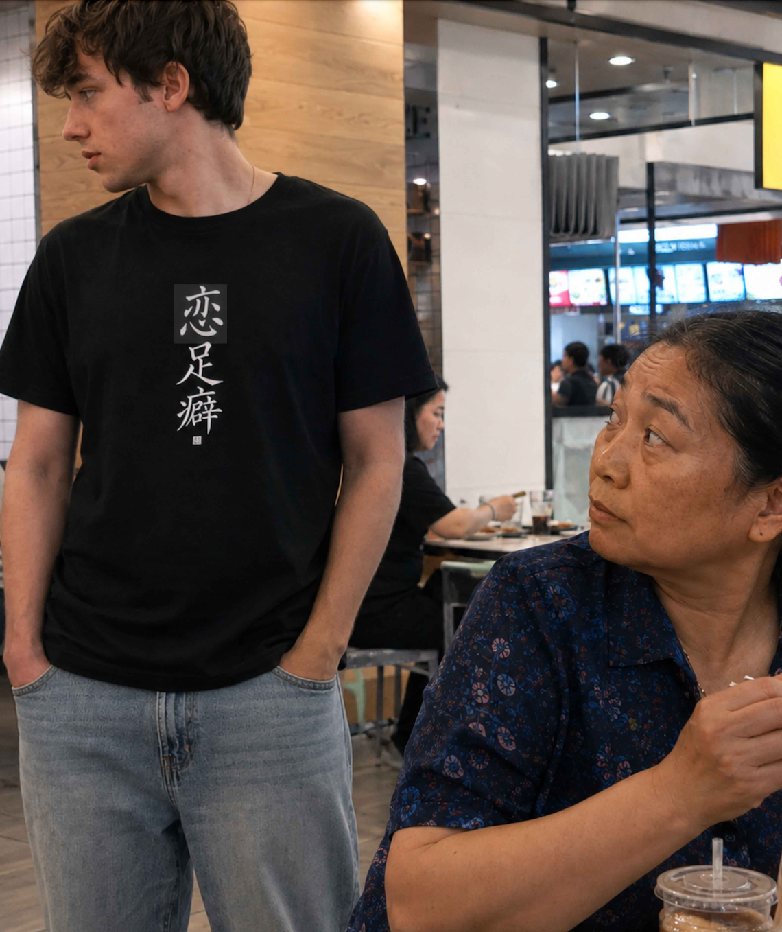 恋足癖 (Foot Fetish) - Funny Calligraphy T-shirt