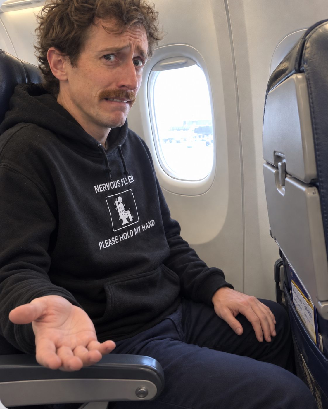 Nervous Flyer Please Hold My Hand - Funny Travel Hoodie
