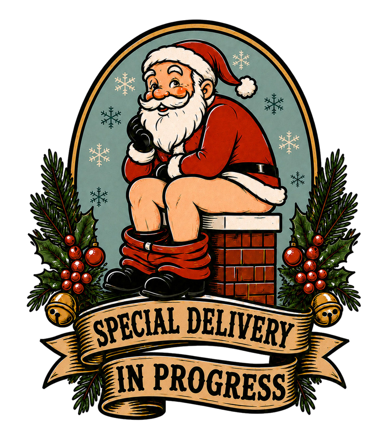 Special Delivery in Progress - Funny Santa T-Shirt